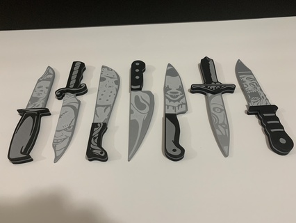horror movie knives set 7 life size knife jason freddy pennywise mike meyers chucky ghost face billy friday 13th saw scream 3d print model - Mito3D