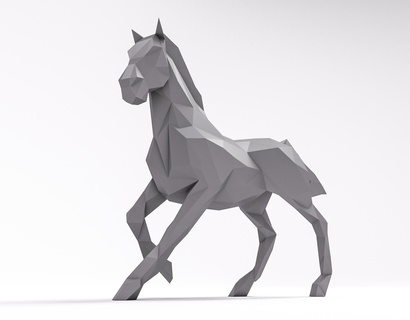 cavallo giocattolo lowpoly d'arte lowpolymode scultura 3d print model - Mito3D