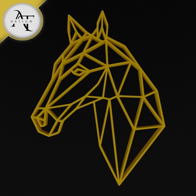 horse - poly wall art decor art decorative gift 2d 3d print model - Mito3D