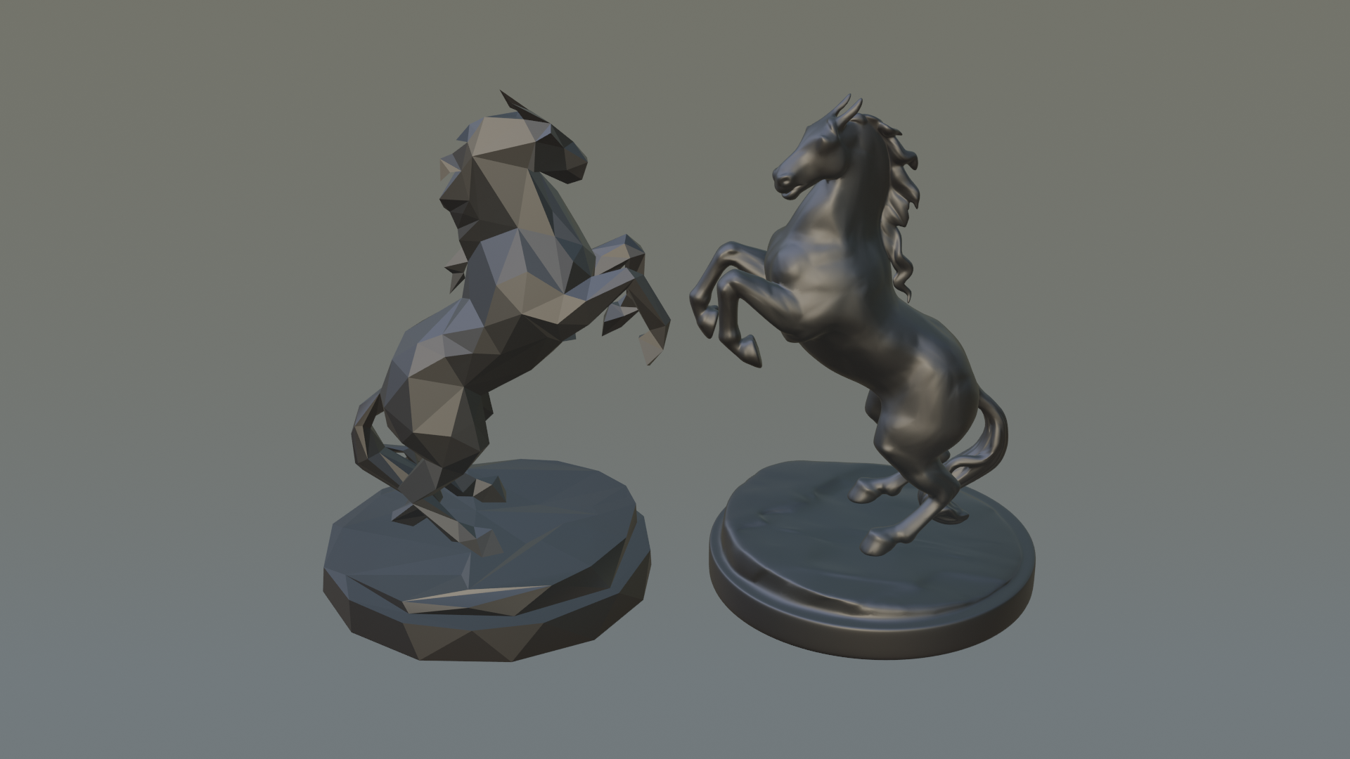 cavallo 3d Stampa modello statua scultura arte figurina cavaliere poligonale lowpoly 3D print model - Mito3D