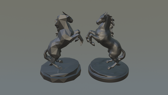 cavallo 3d Stampa modello cavallo statua scultura arte figurina cavaliere poligonale lowpoly 3d print model - Mito3D