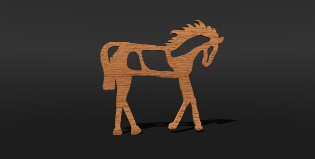 cheval abstrait silhouette poney Créatif contour 3d print model - Mito3D