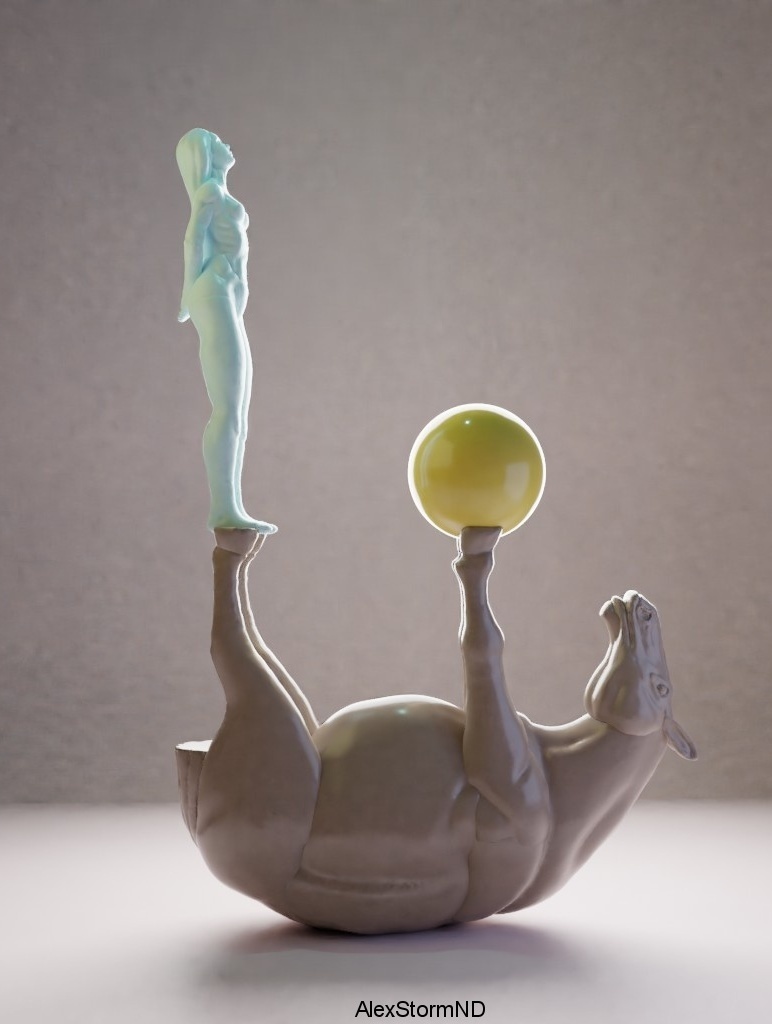 cavallo palla ragazza scultura sculture 3D print model - Mito3D