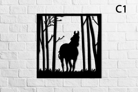 horse c1 forest - wall art horse horse table wall art wall deco forest forest  3d print model - Mito3D