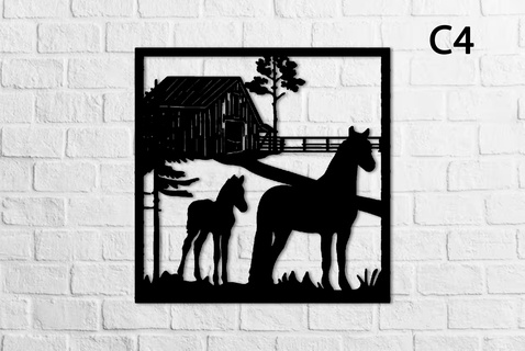 caballo c4 hijo granero pared Arte mesa deco campo granja 3d print model - Mito3D