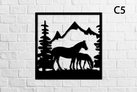 caballo c5 hijo montañas pared Arte mesa deco montaña 3d print model - Mito3D