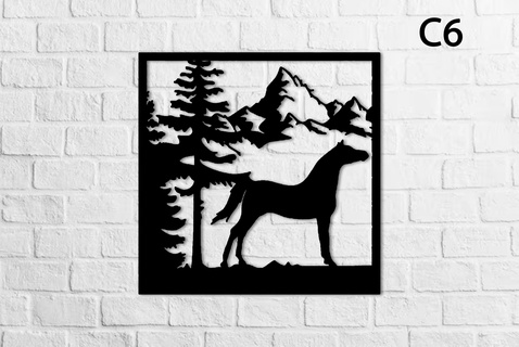 horse c6 head - wall art horse horse table wall art wall deco mountains mountains  3d print model - Mito3D