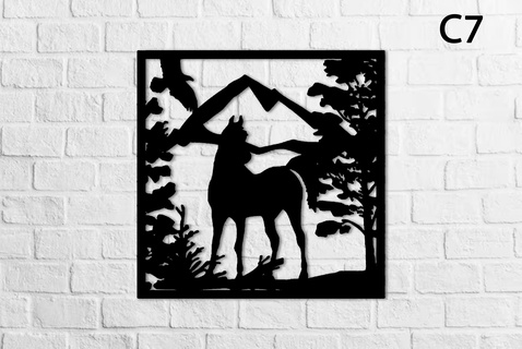 horse c7 mountains - wall art horse horse table wall art wall deco mountain montana  3d print model - Mito3D