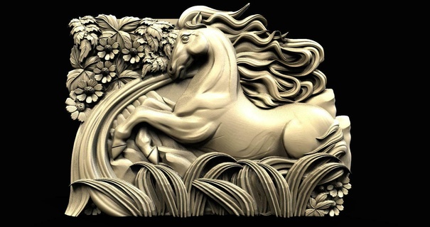horse cnc Art art relief artcam aspire 3d print model - Mito3D