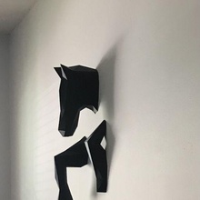 cheval émergent mur émerger tête dressage cavalier rodeo occidental cow boys boy chevaux 3d print model - Mito3D