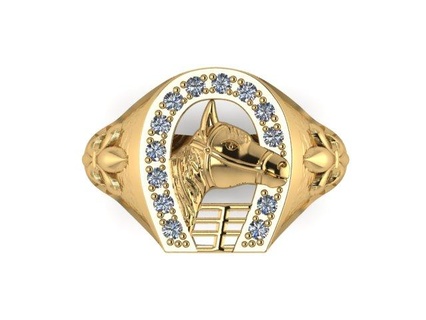 horse head ring horseshoe  ring horse horse jewelry hardware horseshoe jewelry  3d print model - Mito3D