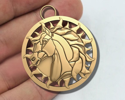 caballo joyería joya colgante pendiente oro brazalete 3dsmax metal cobre prototipo stl fundición esposas collares animal 3d print model - Mito3D