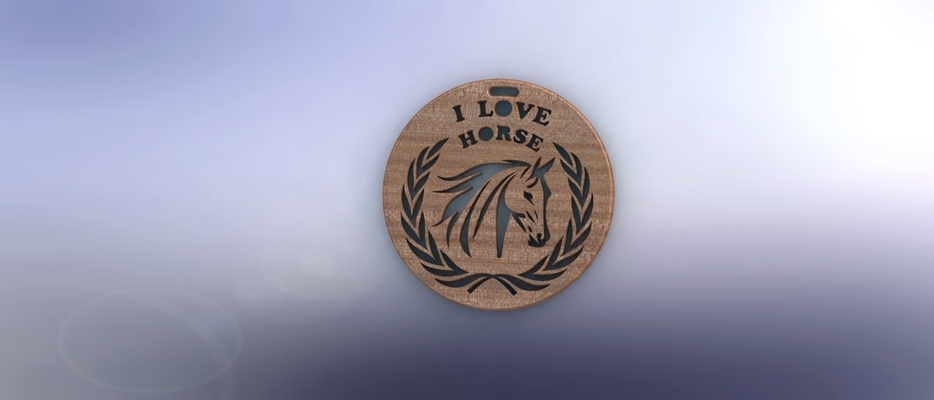 horse keychain 12 love medal ornament toy logo horses pendant 3d print model - Mito3D
