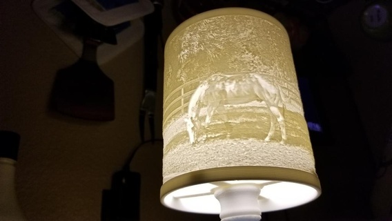 horse lithophane lampshade light lithography decor 3d print model - Mito3D