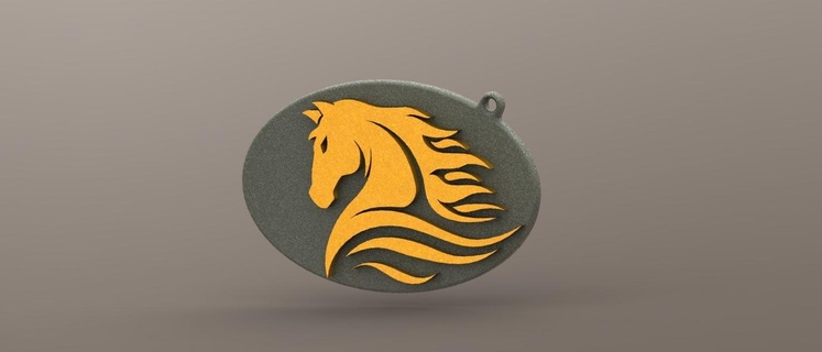 horse logo keychain love medal ornament toy horses pendant 3d print model - Mito3D