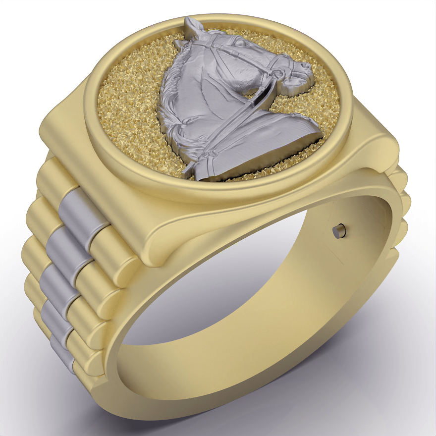 horse ring silver gold jewelry printable 3d model trend fashion design zbrush 3D print model - Mito3D