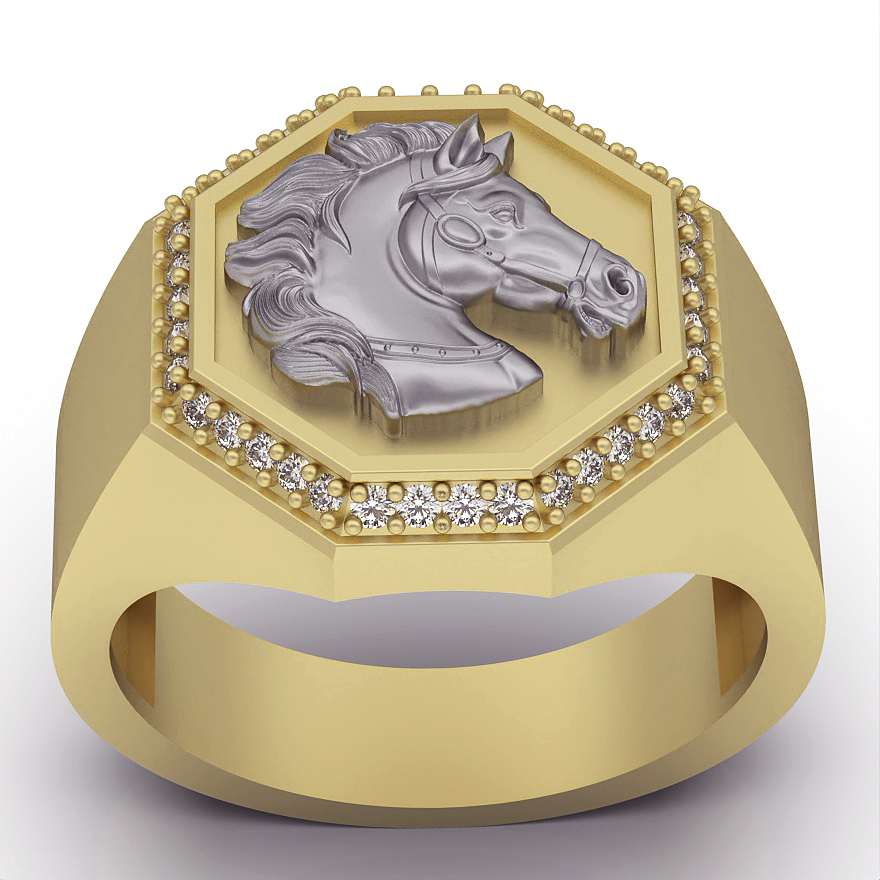 cavallo squillare argento oro gioielleria stampabile 3d modello tendenza moda design zbrush 3D print model - Mito3D