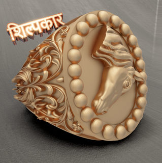 cavalo anel Projeto Alto qualidade 3d argolas joalheria arte hindu 3d print model - Mito3D
