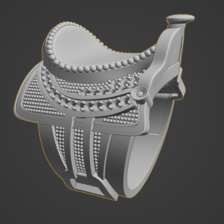 horse saddle ring ring gold 3d design jewelry horse 3d printing silver jewelry mount chair horse gold silver 3d jeweler's  3d print model - Mito3D