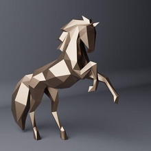 cavallo scultura In piedi arte statua lowpoly animale polyart 3d print model - Mito3D