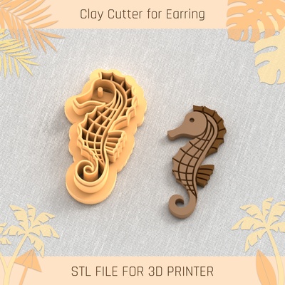 horse sea summer clay cutter tools earring turtle beach shell 3d print model - Mito3D
