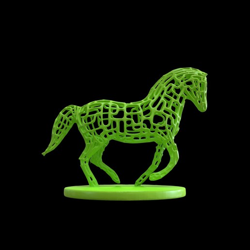 horse voronoi wireframe art design animal mathematical 3D print model - Mito3D