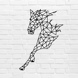 horse wall decoration deco decor line art item wallpaper modern design origami 3d print model - Mito3D