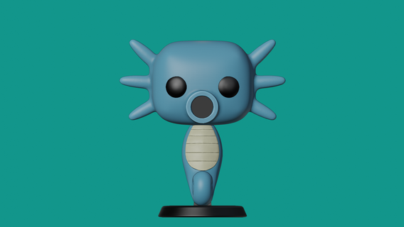 horsea funko pop pokemon funkopop toy art statue ash nintendo battle animal ocean aquatic 3d print model - Mito3D