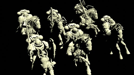 horsemen crusade warhammer 40k space marine marines black templar templars cavalry bike initiate horse 3d print model - Mito3D