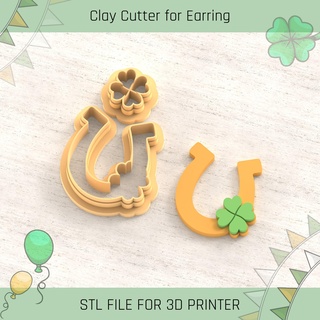 horseshoe clover saint patrick's day polymer clay cutters cutter tools earring st patrick 3d print model - Mito3D