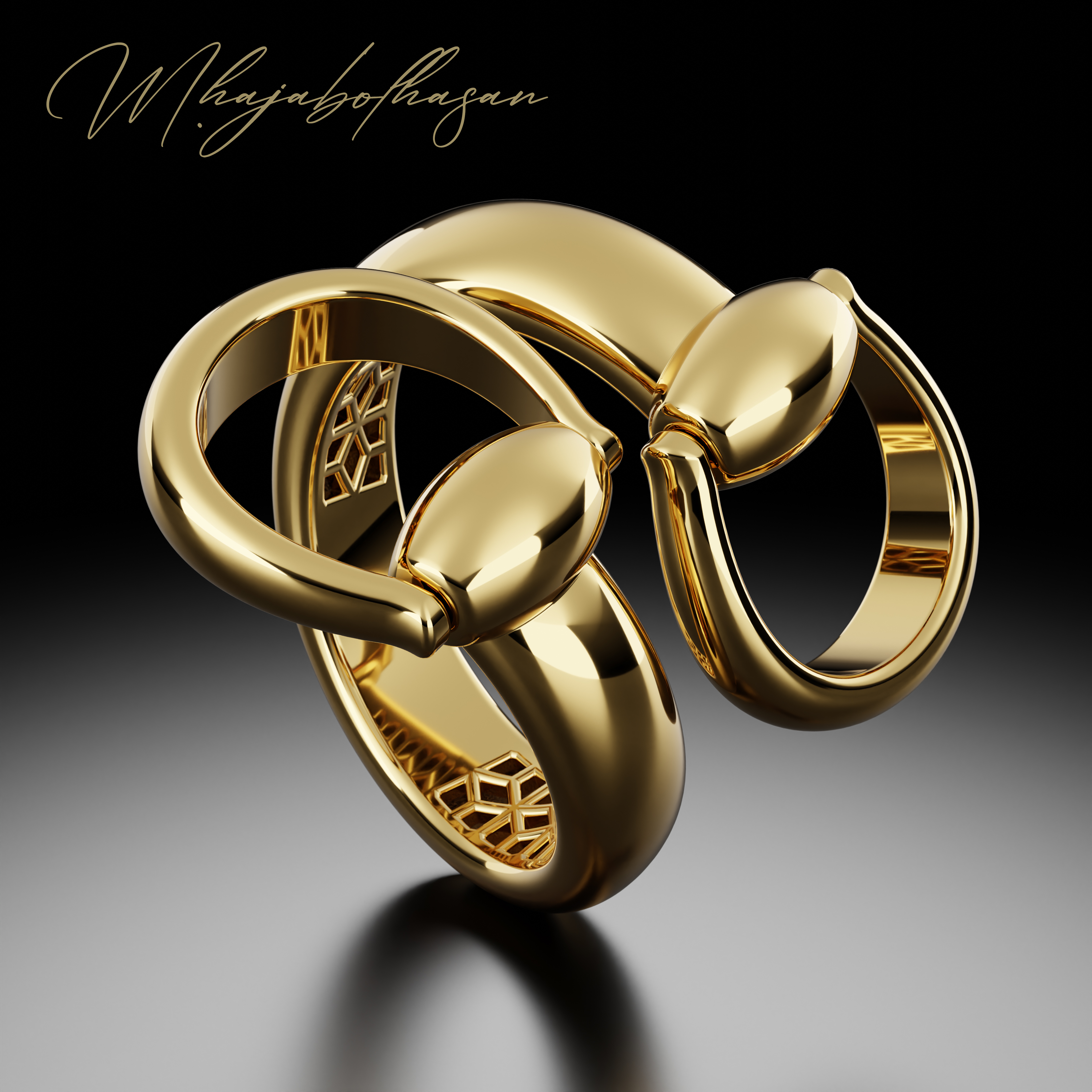 Hufeisen Gold Ring Schmuck Silber druckbar Diamant Ringe Engagement brillant Mode cad Karat Juwel 3D print model - Mito3D