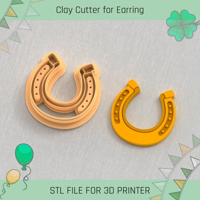 horseshoe saint patrick's day polymer clay cutters cutter tools earring st patrick 3d print model - Mito3D