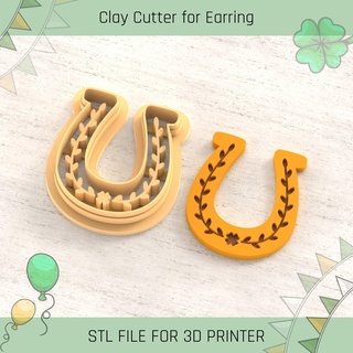 horseshoe saint patrick's day polymer clay cutters cutter tools earring st patrick 3d print model - Mito3D
