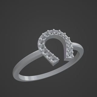 horseshoe solitaire jewelry 3d heart print cult rings lonely 3d print model - Mito3D