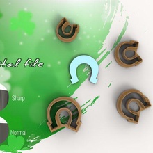 horseshoe st patrick's polymer clay cutter stl digital file 4 sizes 2 versions jewelry cutters earrings patrick lines 3d print model - Mito3D
