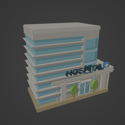 hastane modern bina mimari pencere gökyüzü apartman ev iç çatı balkon cephe yerleşim dış hikaye gökdelen cartoon home karikatür 3d print model - Mito3D