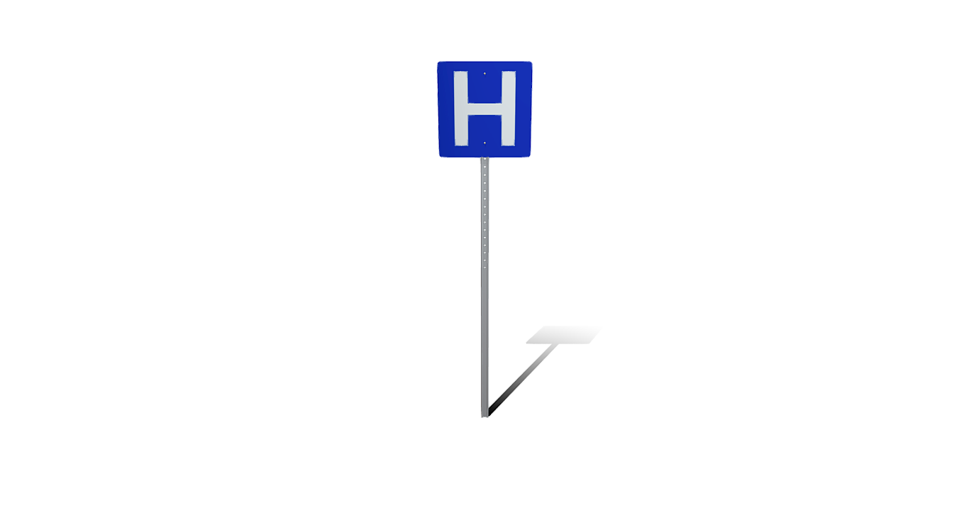 hospital tráfico firmar tablero traffic sign board virtual city accesorios 3d model urbano infraestructura señalización carretera calle paisaje ciudad arquitectura médico cuidado salud emergencia public safety urban design 3D print model - Mito3D