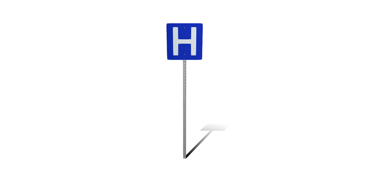 hospital tráfico firmar tablero traffic sign board virtual city accesorios 3d model urbano infraestructura señalización carretera calle paisaje ciudad arquitectura médico cuidado salud emergencia public safety urban design 3d print model - Mito3D