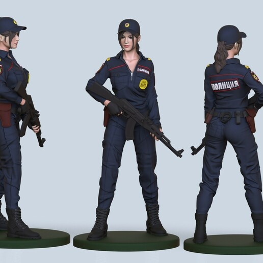 quente policial menina 3d impressão modelo polícia foca máquina arma fogo combate legal livre Diversos lindo maravilha Heróis açao figura decoração presente uniforme militares miniaturas estatuetas 3D print model - Mito3D