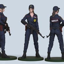 hot cop girl 3d print model police seal machine gun combat cool free miscellaneous beautiful marvel heroes action figure decoration gift uniform military miniatures figurines 3d print model - Mito3D
