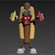 hot dog cartoon art fun 3d print model - Mito3D