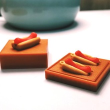 hot-dog de boucles d'oreilles bijoux les hot-dogs drôle amusant 3d print model - Mito3D