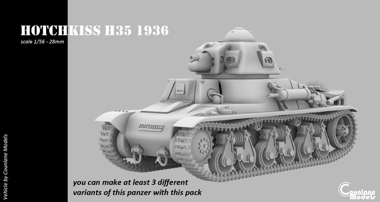 hotchkiss h35 oyun ww2 1 56 28mm 3d print model - Mito3D