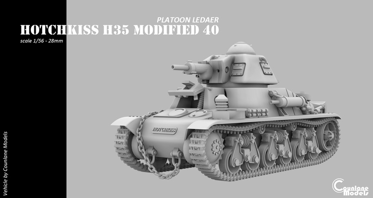 hotchkiss h35 mod 1940 chef de peloton gioco ww2 1 56 28mm caldo 3d print model - Mito3D