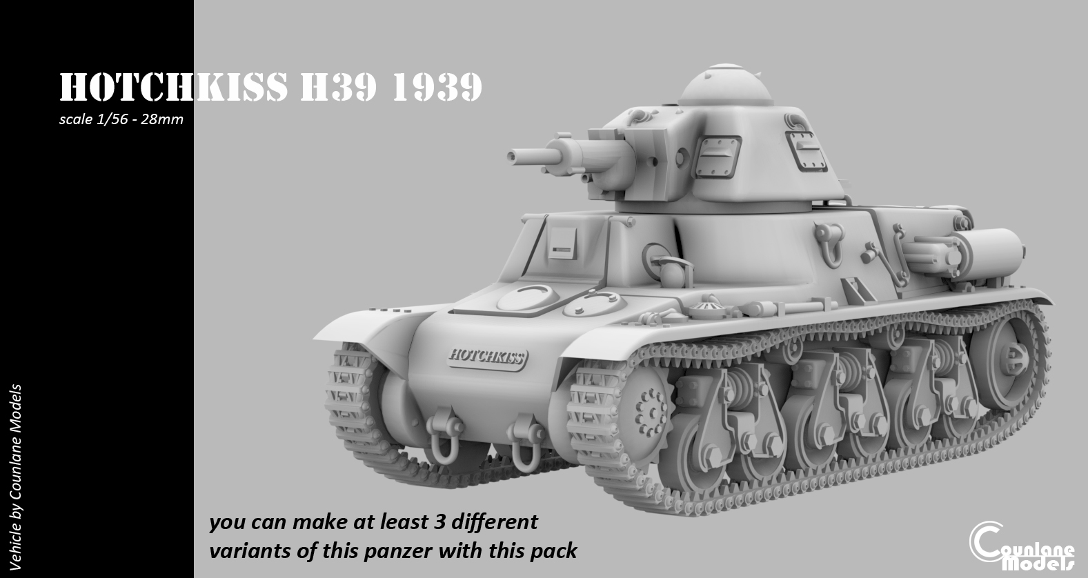 hotchkiss h39 oyun ww2 1 56 28mm 3D print model - Mito3D