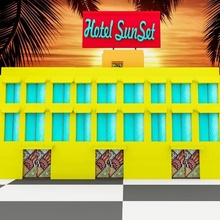 hotel sunset architecture house bungalow design animal toy poly art 3d print model - Mito3D