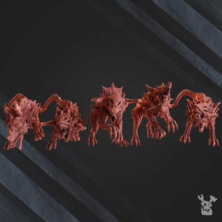 hounds wormhole x5 demon animals fantasy sci-fi wargaming tabletop daemon chaos 28mm alternative dakkadakka 3d print model - Mito3D