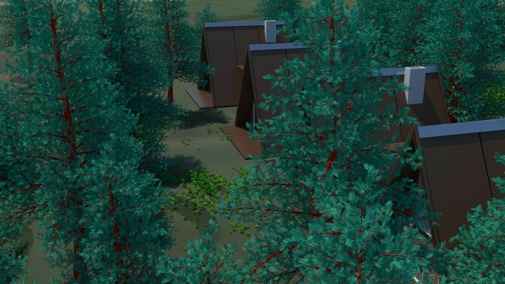 ev 2 grup of kabinler in orman odun pencere ağaç kapı mimari tek katlı doğa 3d print model - Mito3D