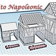 3 evi Ortaçağ Napolyon wargame warhammer şehir bina sahne diorama 3d print model - Mito3D