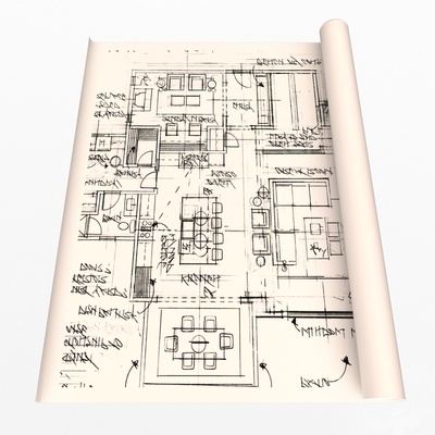 haus blaupausen 01 entwurf architektur design projekt planen zeichnung architekt papier structur gebäude 3d modell 3d print model - Mito3D